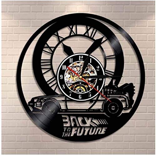 wttian Reloj de Pared de Vinilo Regreso al Futuro Registro de música Retro Reloj Hecho a Mano Creativo Colgante Arte decoración hogar Colgante de Pared Regalo 12 Pulgadas