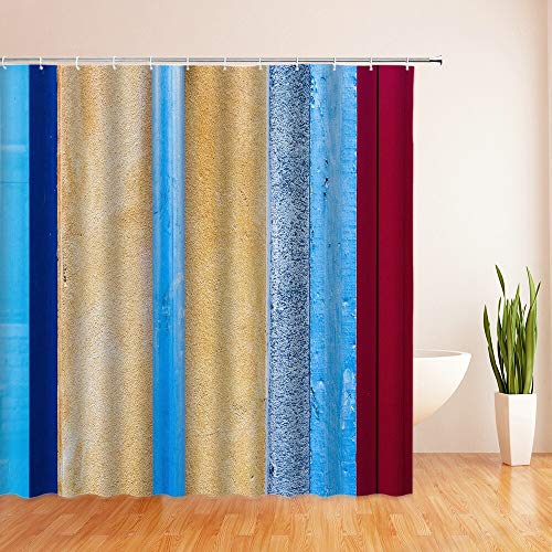 XCBN Cortina de Ducha de patrón de Rayas de Arco Iris Colorido para baño Cortina de Ducha de baño Lavable Impermeable y Resistente al Moho A7 90x180cm