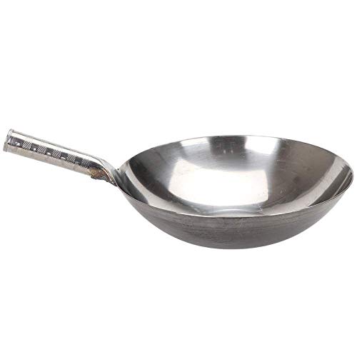 XCJJ Cantonera de acero inoxidable de una sola manija Wok Hotel Hotel Chef Espesador de cuchara frita, 33 cm,33cm