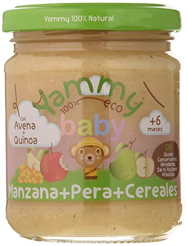 Yammy, Potito ecológico de Manzana, Pera y Cereales(Quinoa Avena) a partir de 4 meses -12 de 195 gr. (Total 2340 gr.)