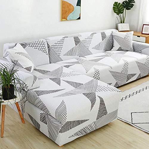 YANJHJY 1 Funda de sofá geométrica, Funda de sofá elástica, para la Esquina de la Sala de Estar, en Forma de L, Chaise Longue, Funda de sofá, Color 15, 3 plazas y 3 plazas