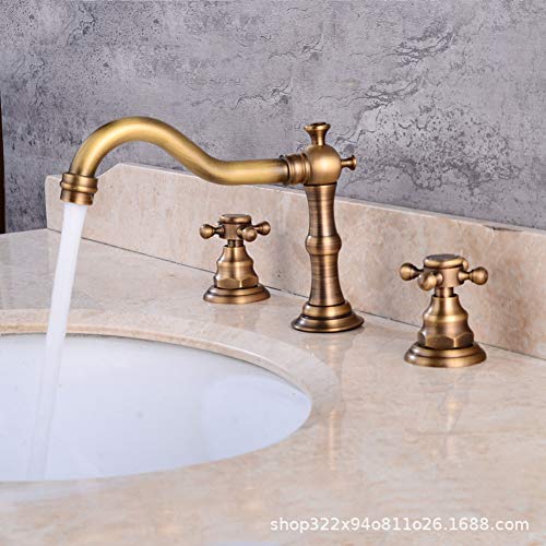 YHSGY Grifos de lavabo Grifo De Lavabo De Tres Orificios De Cobre Grifo De Lavabo Caliente Y Frío Grifo Dividido De Dos Manijas Grifo Antiguo De Baño De Estilo Europeo