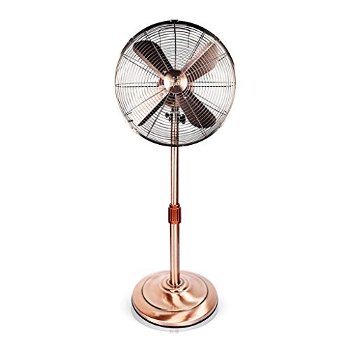 YLLN Ventilador Piso eléctrico Antiguo Todo Metal Silencio Soporte Maquinaria Continental Vintage Gran Volumen de Aire Hogar Negocio Bronce Rojo (Tamaño: 14 Pulgadas)