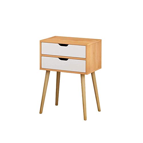 YVX Mesita de Noche con 2 cajones de Almacenamiento, Mesa Auxiliar de Dormitorio de diseño Moderno único, Muebles de Madera Decorativa de Mediados de Siglo, Armario Lateral de fácil almacenamien