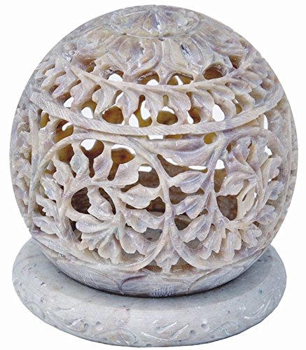 Zap Impex® té luz Escultura de piedra de té luz vela titular de flores talladas, figuras decorativa vela Farol n-incomparable Principal, hecho a mano Decoración Gres 3,5 pulgadas