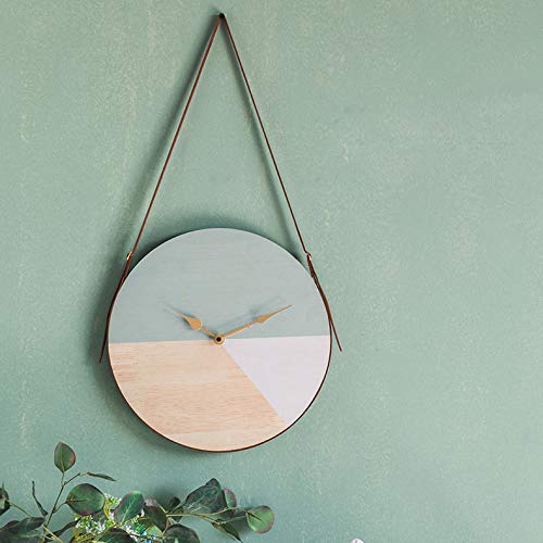 ZHOUZHOU Reloj De Pared, Reloj De Pared Minimalista Nórdico, Reloj Creativo De Sala De Estar con Reloj De Cuerda De Cuero, Reloj De Pared De Personalidad con Estilo Artístico