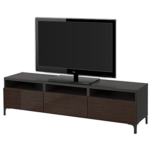 Zigzag Trading Ltd IKEA BESTA - Mueble TV con cajones Negro-marrón/selsviken Alto Brillo/marrón