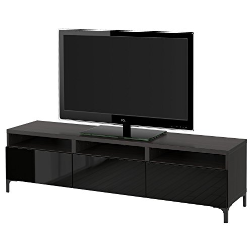 Zigzag Trading Ltd IKEA BESTA - Mueble TV con cajones Negro-marrón/selsviken Alto Brillo/Negro