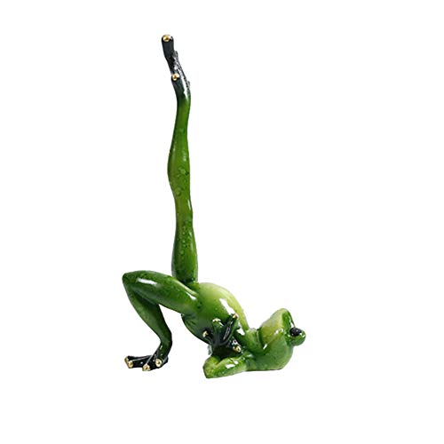Zoomarlous Figura decorativa 3D de ranas de yoga con forma de rana verde en 3D para dormitorio o salón