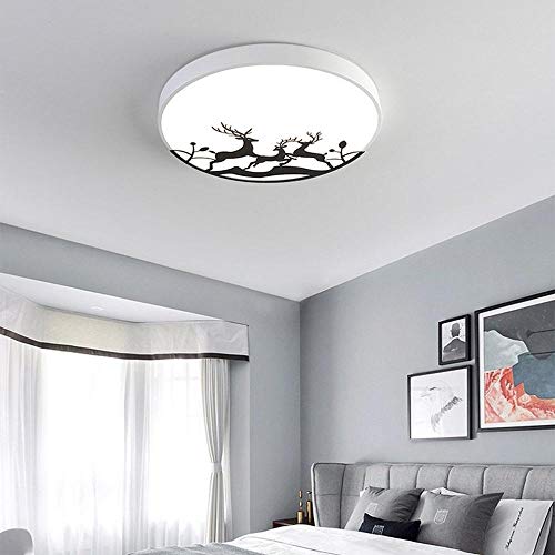 zsmyds Lámpara De Techo,Plafón Led Minimalista Moderno, Plafón Acrílico, Plafón Circular Creativo, Patrón De Ciervo-Blanco_40 Cm