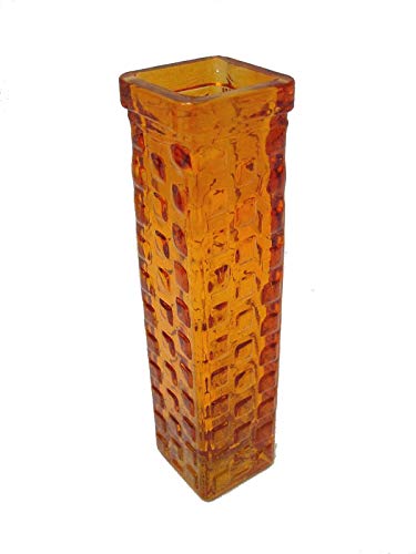 0 www.working-house.com (Floristería / Floreros) Jarron FLORERO VIOLETERO Cristal Reciclado Cuadrado Naranja Mini