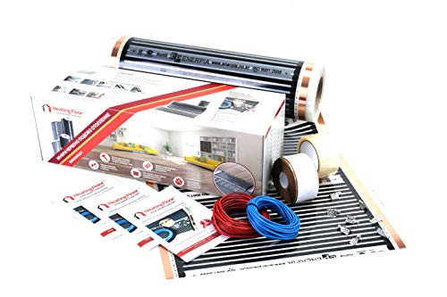 15m2, 1200W, Kit de calefacción por suelo radiante eléctrico por infrarrojos (Película calefactora 80W/m2, 230V, ancho 50cm)