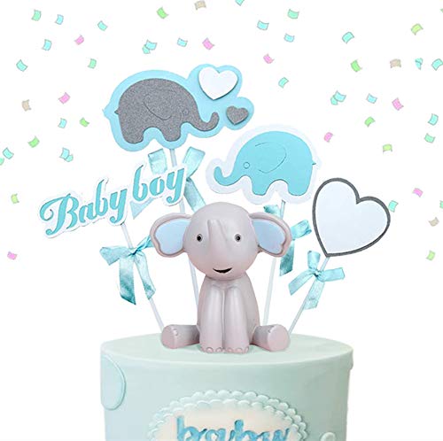 2 piezas de decoración de pastel de elefante Boy Baby Baby Centros de mesa Es un niño Cake Topper Bay Decoración de pastel de ducha