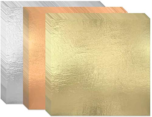 300 Hojas Papel de Oro de Imitación Pan de Oro de Imitació Papel de Plata Papel de Oro Rosa para artes, dorado, decoración, marcos, muebles, （14 cm * 14 cm)