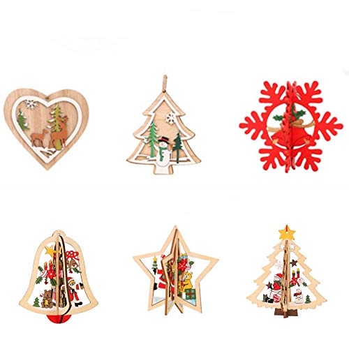 3D Decoración del árbol de Navidad 9 Piezas Adorno De Madera De arbol De Navidad Ornamento Colgante Decoracion para Árbol de Navidad y Decoración de Fiesta