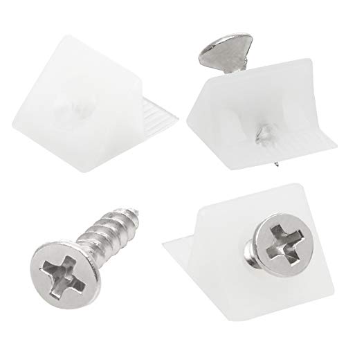 500 escuadras de cajón con tornillos, escuadra estabilizadora de plástico para pared trasera, respaldo de mueble, tornillos reparación, fijación de cajón, estantería muebles, color blanco 10,7 mm