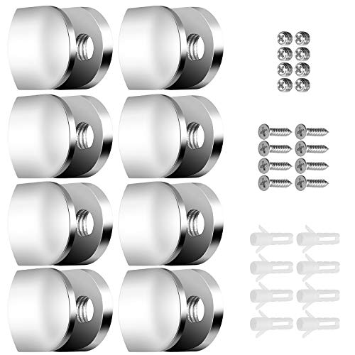 8PCS Soporte de Estante de Vidrio 8mm Abrazaderas de Vidrio Ajustable Aleación de Zinc Soporte para Estantes de Cristal para Estanterías Vitrinas Baño Peluquería Bisutería Cocina con Tornillos