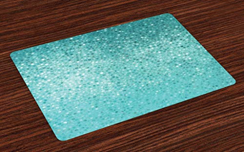 ABAKUHAUS Turquesa Salvamantel Set de 4 Unidades, Modelo de Lunares, Material Lavable Estampado Decoración de Mesa Cocina, Turquesa Seafoam