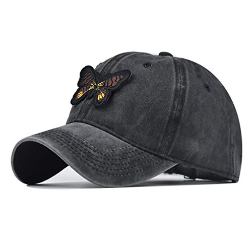 Abcidubxc Gorra de béisbol de algodón lavado, gorra de béisbol para hombre, diseño de mariposas bordadas en 3D, ajustable