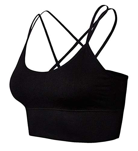 Acramy Sujetador deportivo para mujer, sujetador push up, sin aros, acolchado, para fitness, correr, etc. Negro XXL