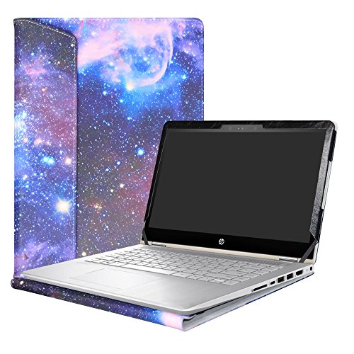 Alapmk Diseñado Especialmente La Funda Protectora de Cuero de PU para 14" HP Pavilion x360 14 14-baXXX 14m-baXXX Series Ordenador portátil,Galaxy