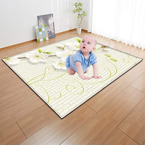 Alfombra,Alfombra Suave para Gatear para Niños Alfombra Gruesa Antideslizante 3D Lindo Patrón De Flor De Melocotón Infantil Alfombra De Juego Duradera para Bebés para Dormitorio Cocina P