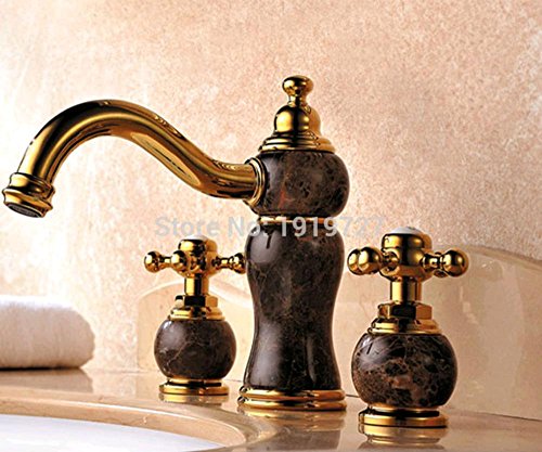 AllureFeng Al estilo europeo de baño de mármol retro grifo de lavabo Encimera 8 pulgadas grifo con doble asa