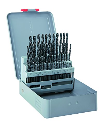 alpen 100351100 - Kit de brocas (afilado en cruz, HSS, cortas, DIN 338 RN, diámetro 1-5,9 x mm y 0,1 mm, 50 piezas en estuche de metal)