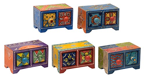 Amadeo Novell GE-102 Set de joyeros y cajones, Madera, Multicolor, 10x10x15 cm