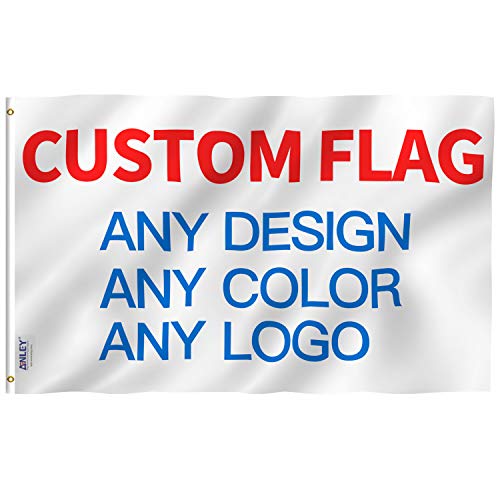 Anley Bandera Personalizada Banderas Personalizadas de 2x3 pies Banderas - Imprima su Propio Logotipo/diseño/Palabras - Color vívido, encabezado de Lienzo y Doble Costura - Poliéster