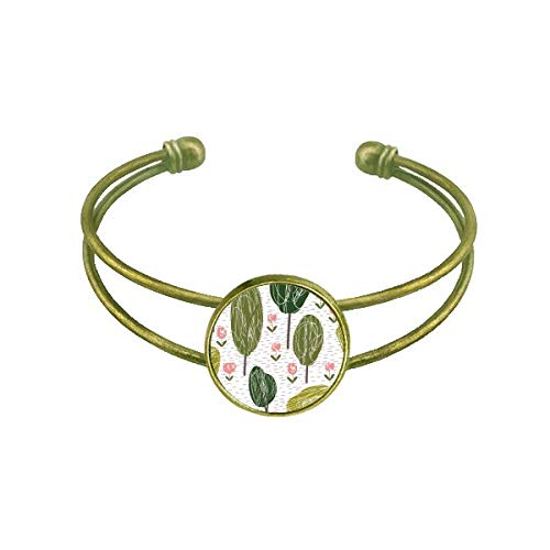 Ã¡rbol abstracto arte patron plantas Pulsera Brazalete Retro Joyas De PuÃ±o Abierto