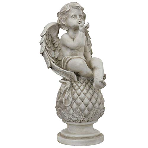 Aubaho Ángel Sentado Figura decoración jardín casa Esfera Estilo Antiguo 39cm