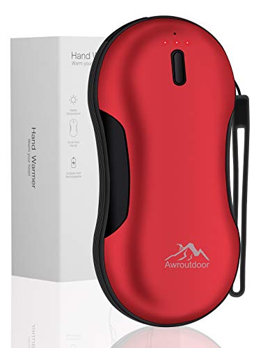 Awroutdoor Calentador de Mano Recargable, 9000mAh Carga Rápida Calentadores de Manos Bolsillo USB, Alta capacidad Power Bank Calentador de Mano eléctrico de Reutilizable para Esquiar, Acampar, Caminar