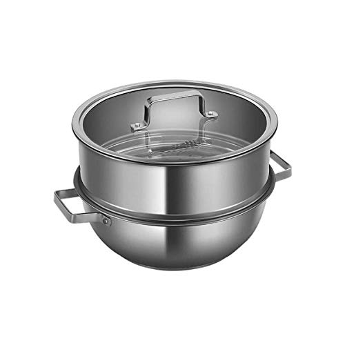 Baibao Pequeña de Dos Capas Vapor, Multiuso de Acero Inoxidable Olla con Tapa, Compatible for la inducción, Gas, Quemador for cocinar eléctricos