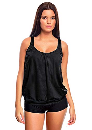 Bañador refinado con aspecto extragrande, estilo Tankini, talla 36-62 F5515 Tankini negro, pantalones cortos G(sw) 3 mes