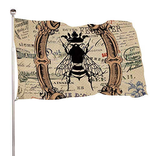 Bandera de poliéster resistente a la decoloración, cabecera y doble cosida, fácil de usar, diseño de abeja, diseño retro