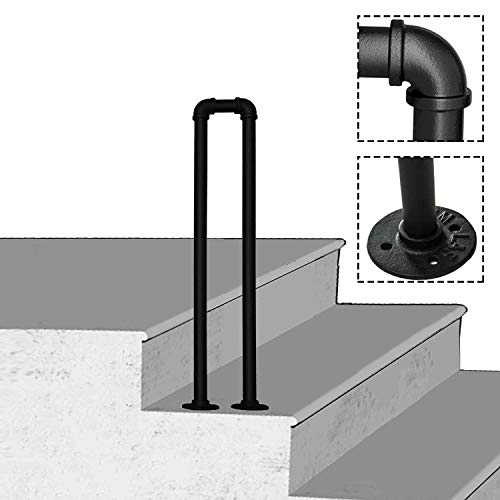 Barandillas escalonadas Interiores y Exteriores, barandas de Escalera Antideslizantes arqueadas en U, altillo de Pasillo Envejecido, Barra de Soporte Antideslizante de Seguridad Negra Mate, tamaño o