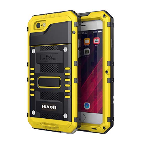 Beeasy Funda para iPhone 6 / 6S,Impermeable Antigolpes con Protector Pantalla,360°Protección Rígida Robusta Carcasa para Aifon 6S Resistente Impacto Militar Duradera Blindada Fuerte Seguridad,Amarillo