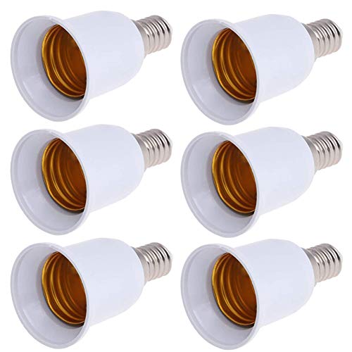 BESLIME 6piezas Casquillo de Lámpara Adaptador, E14 a E27 LED Adaptador de enchufe de lampara Casquillo de bombilla, Adecuado Para LED Halógena y de Ahorro Energético