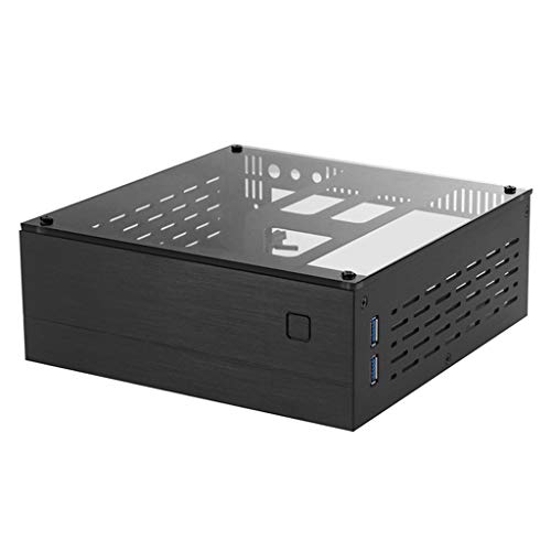 BIlinli B01 Mini ITX Carcasa de computadora Chasis de Aluminio/Vidrio Maletín Home Theater AC-DC HTPC Caja de computadora Caja de Escritorio para PC