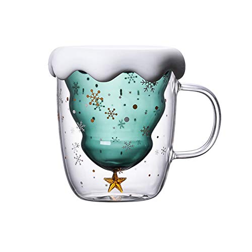 Binoster Tazas Lindo de Navidad Taza, Taza de té, Taza de Leche Vasos de los vidrios de Doble Pared con Aislamiento Lentes Taza de Espresso, Mujeres, Hombres, niño, Oficina y personales