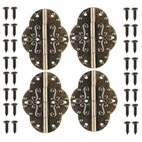 Bisagra para muebles Bisagras de la puerta de gabinete multifunción, 4 piezas de bisagras retro antiguas para el hogar con tornillos para la puerta de la puerta del gabinete Caja de madera de regalo d