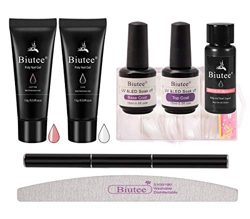 Biute Poly gel Uñas Kit,Extensión de Uñas Kit - 2 Colores,15 g