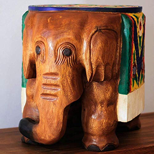 Brightz Elefante Crafts Productos de Madera tallados a Mano Huanxie Taburete viviendo Decoración de 37 * 31 * 35 cm Elegante y Hermosa
