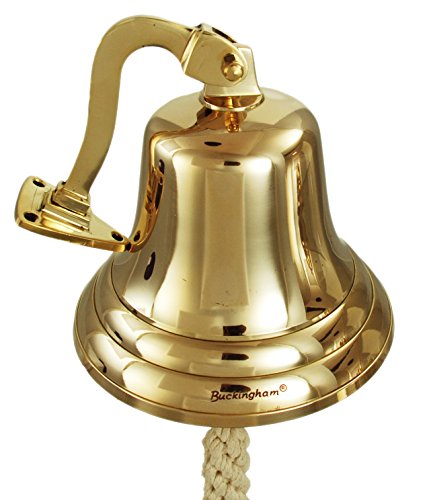 Buckingham Campana, Montaje en Pared, de latón Macizo para Pub/Puerta/última Bebida/Barco, Color Dorado, 7,5 cm