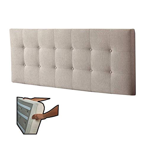 Cabecero Cama Lectura Almohada Respaldo Qianda Cojín Tapizado Botón Tela De Lino De Forma Rectangular Cabecera Full/Queen Tamaño (Color : C, Size : 180x8x72cm)