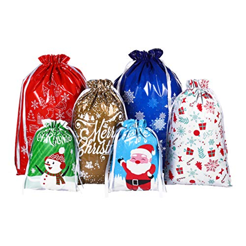 Cabilock - 30 bolsas con cordón de Navidad para dulces de vacaciones, bolsas de regalo, fiesta de Navidad, con 30 cintas de corbatas