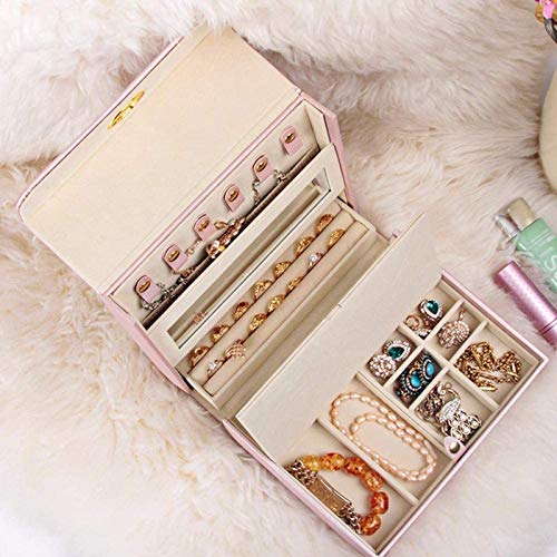 Caja de joyería para mujer, pequeña caja de viaje, caja de joyería portátil para pendientes, anillos, collares, pulseras y cadenas, caja de regalo organizador multiusos re Baúl FDWFN