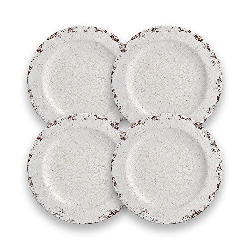 CARTAFFINI SRL Plato llano de melamina de 28 cm de diámetro – Juego de 4 platos – Color blanco marfil