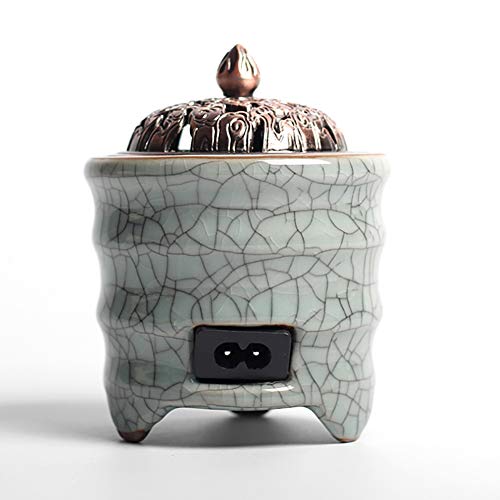 Ceramic Incense Burner Quemador de Incienso de cerámica eléctrico, Tiempo de Quemador de Aceite Esencial de aromaterapia, Porcelana para el hogar, balcón, Patio, Porche y jardín